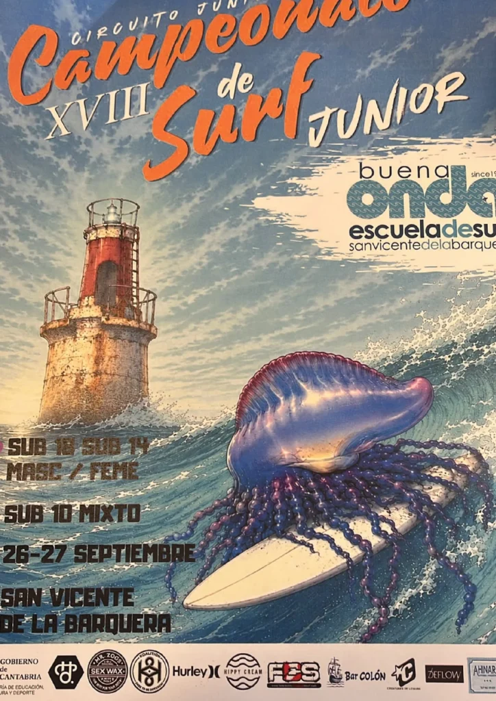 Cartel campeonato de surf junior en Cantabria septiembre 2026